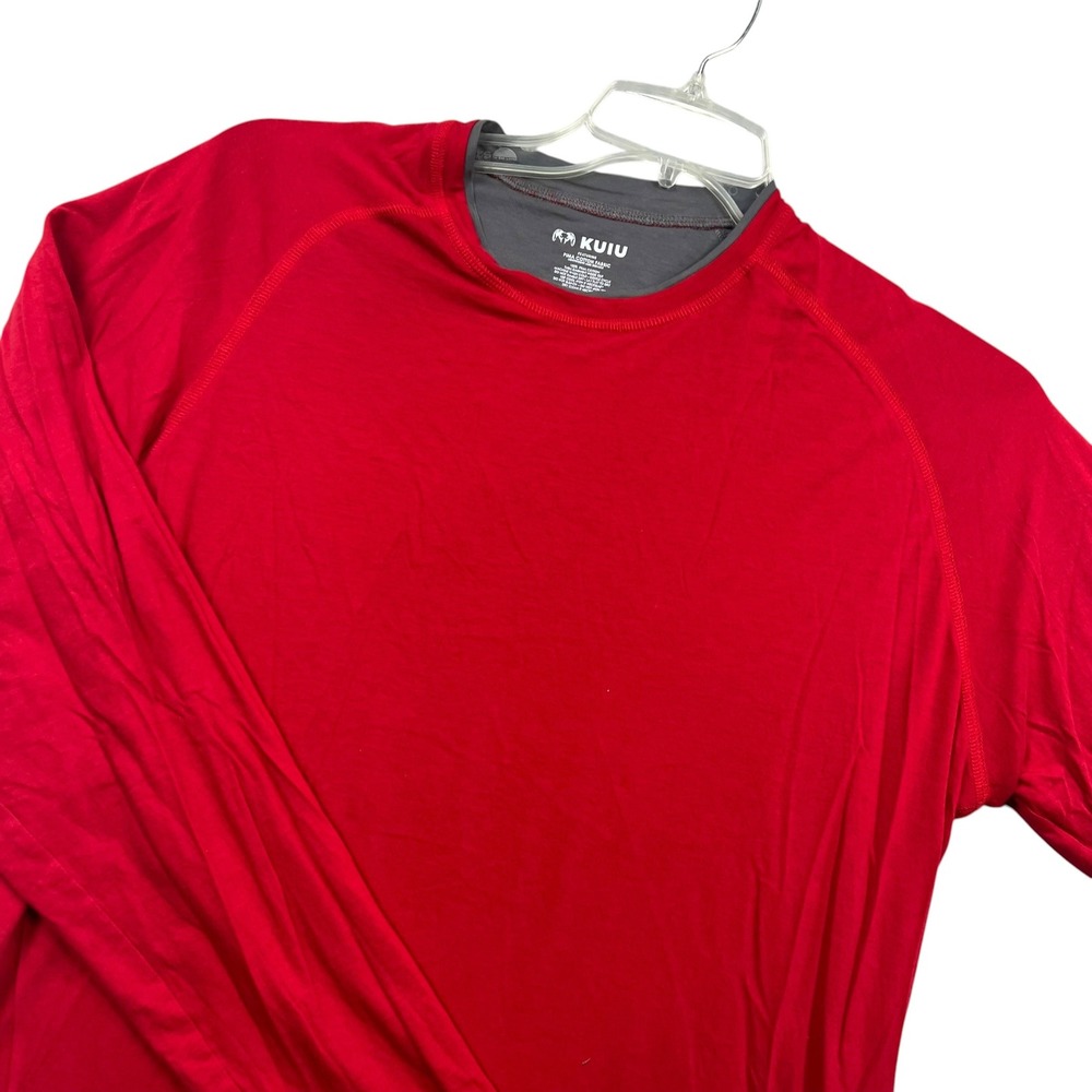 KUIU Pima Cotton T-Shirt Mens Large Red Long Sleeve Raglan Logo Tee